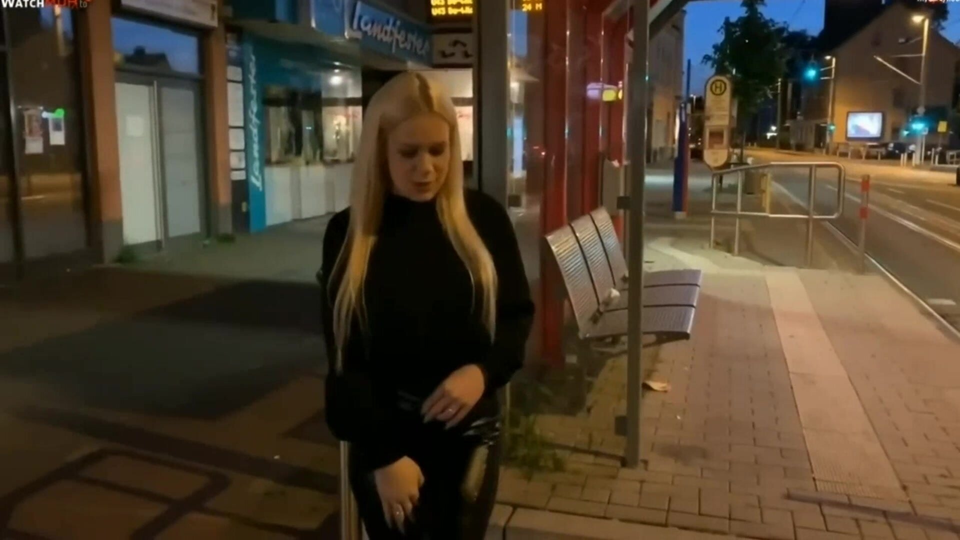 German Girl Pee at the Public Train Station