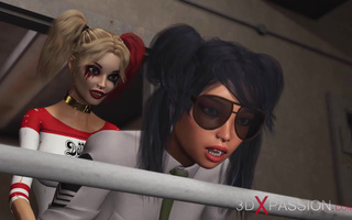 Harley Quinn tricked a guard and fucked her with a strapon to escape