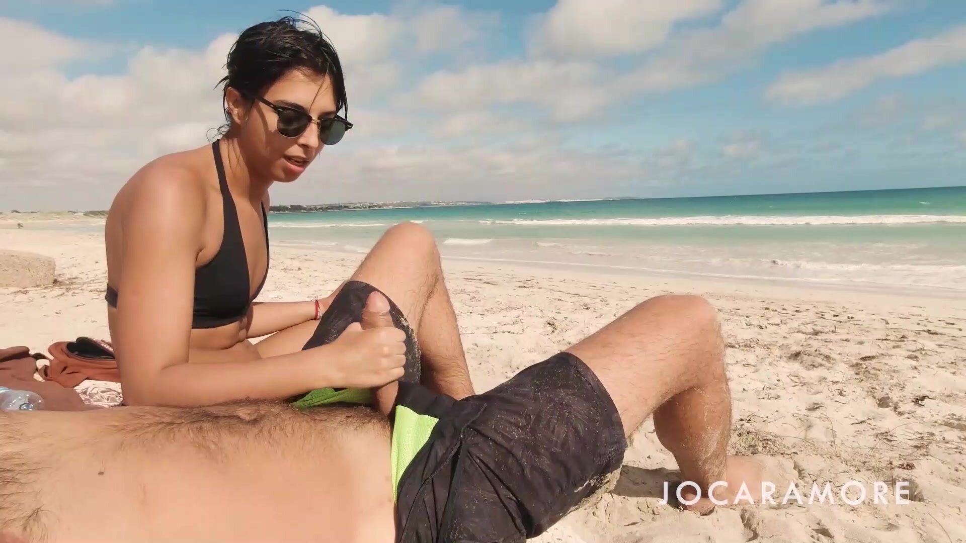 Cumming in her mouth on the public beach!