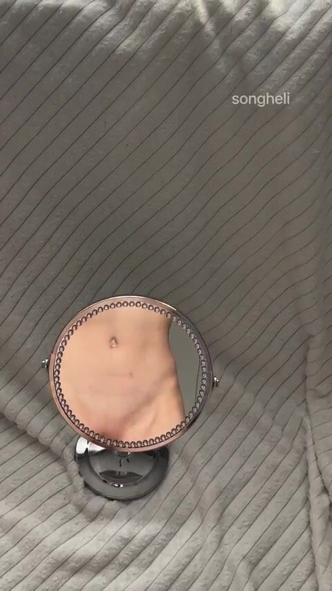 Petite tight pussy in a small mirror, looking cute!