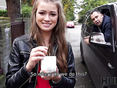 Czech teen is fucked for money in a back seat by one stranger guy