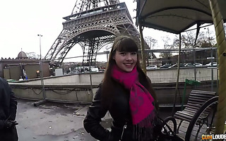 A guy picks up Luna Rival near Eiffel Tower and fucks her French hole