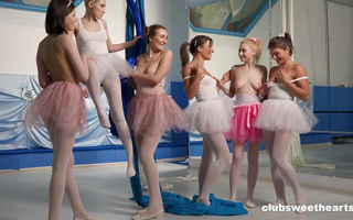 Ballet studio full of lustful ballerinas with wet pussies