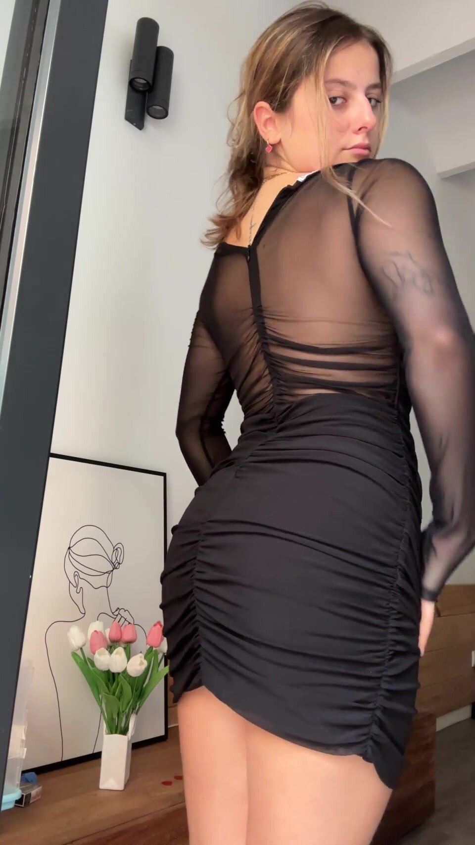 Feeling gorgeous with this black tight dress