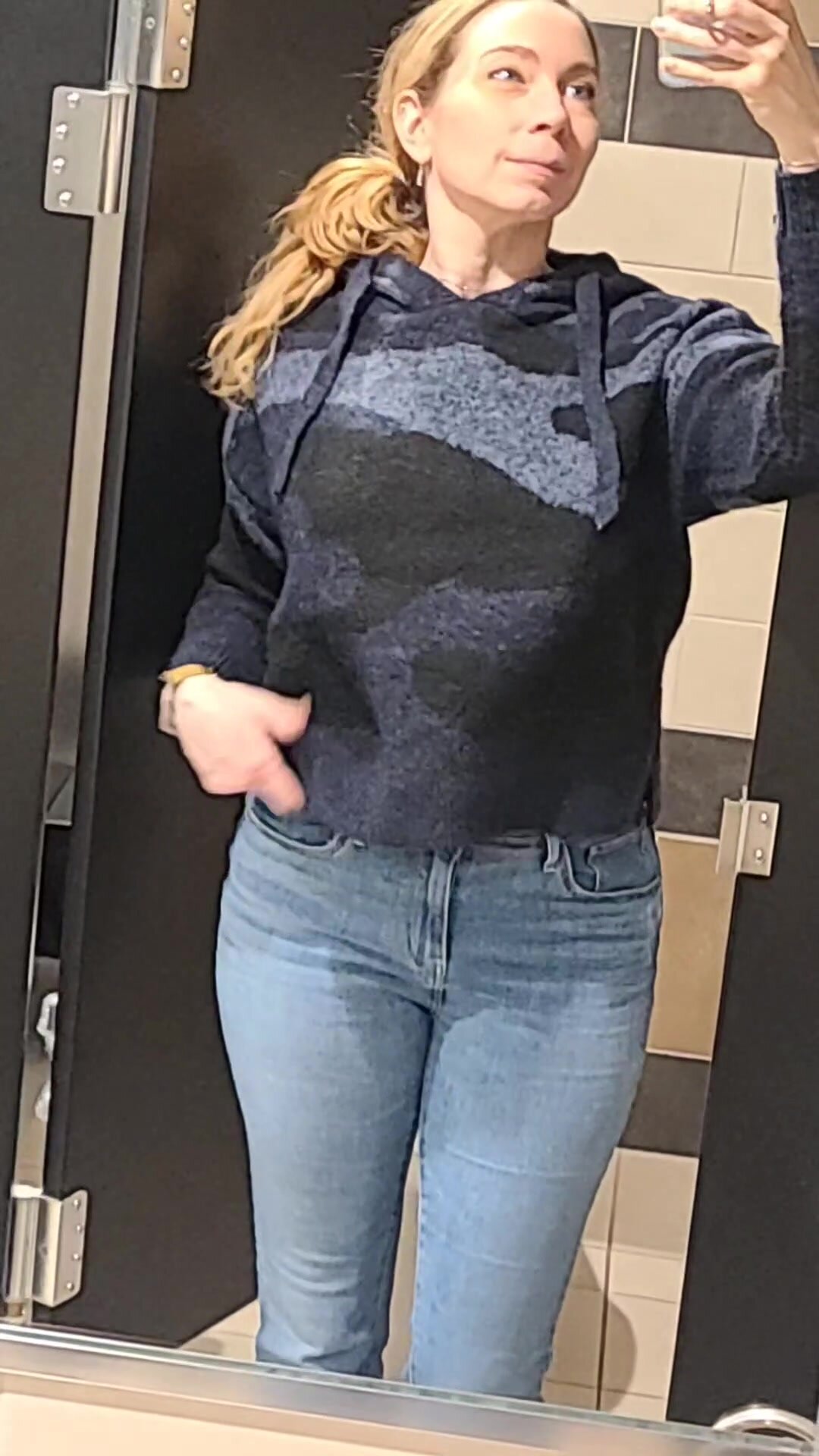 Bathroom Break in Blue Jean Hues...