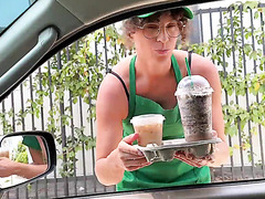 Curly Jewish barista comes home to lucky dude for awesome fuck