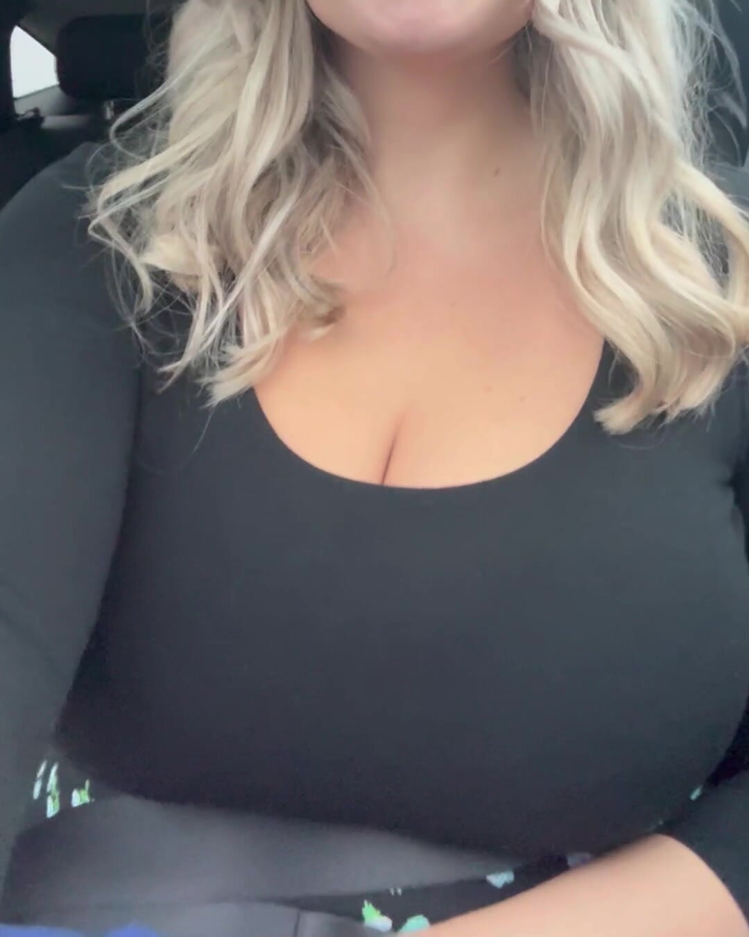 Revealing my huge MILF tits to oncoming traffic