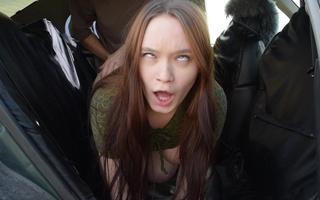 Friend girlfriend stripped down in outdoor woods to get a hot fuck in the backseat