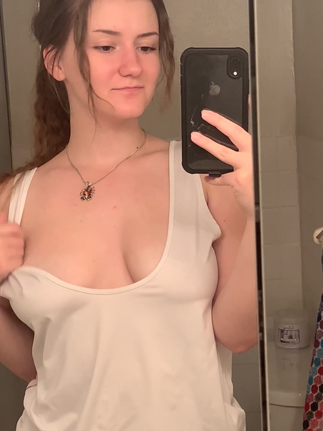 Innocent reveal of one titty