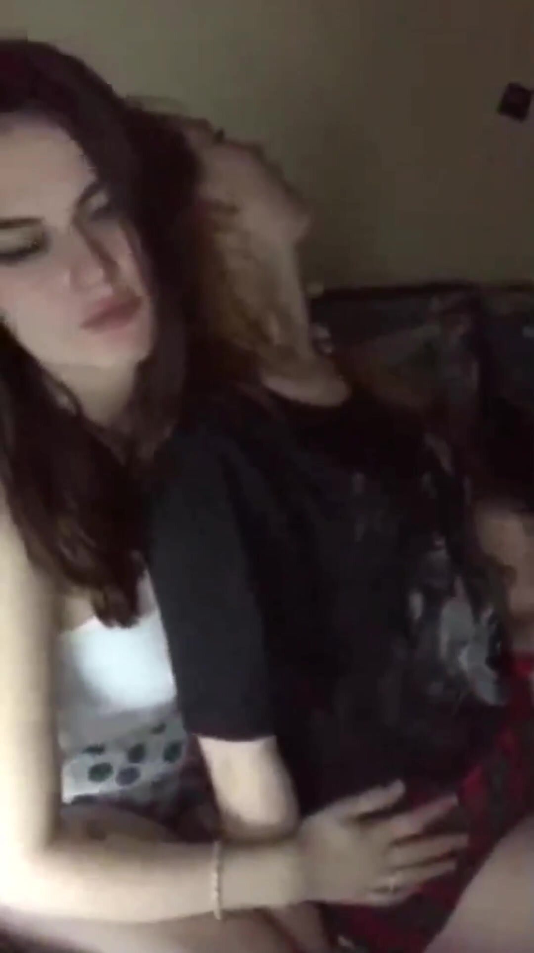 Two horny girls make out