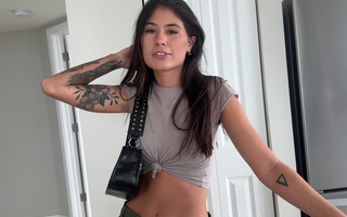 My Naughty Slim Brunette GF Gives Me BJ In the Dad's Car, Then Tempts Me To Fuck & Creampie Her In Bed