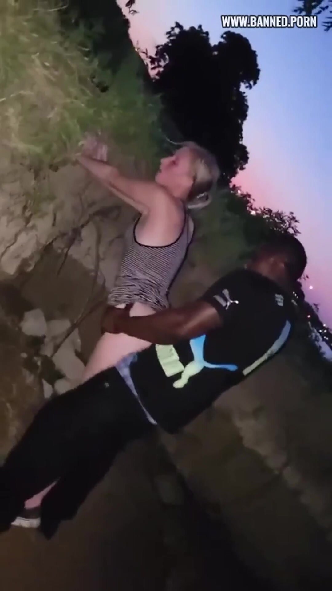 Anyone know the name of this white girl taking BBC by the beach?