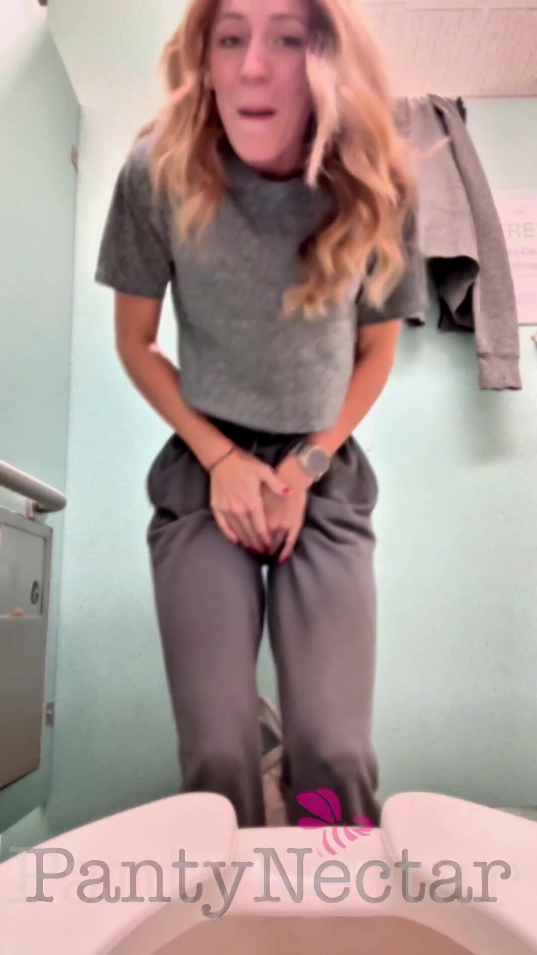 Desperate gym restroom pee