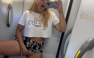 Horny girl teases her pussy with her fingers in a public bus! She has no shame!