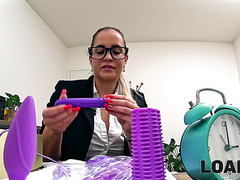 Big titted Jennifer seduced them manager for a loan