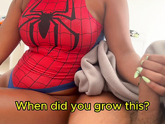 My Latina stepmom’s birthday present was her in a sexy spidergirl suit