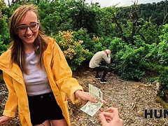 Slim Nerdy Spanish Babe Cucks Her Italian BF Enjoying Risky Outdoor Sex With a Stranger For Money