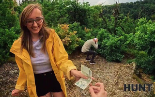 Slim Nerdy Spanish Babe Cucks Her Italian BF Enjoying Risky Outdoor Sex With a Stranger For Money