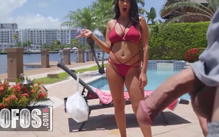 CAUGHT HER TAKING LEWD PICTURES BY THE POOL AND INVITED HER FOR SEX