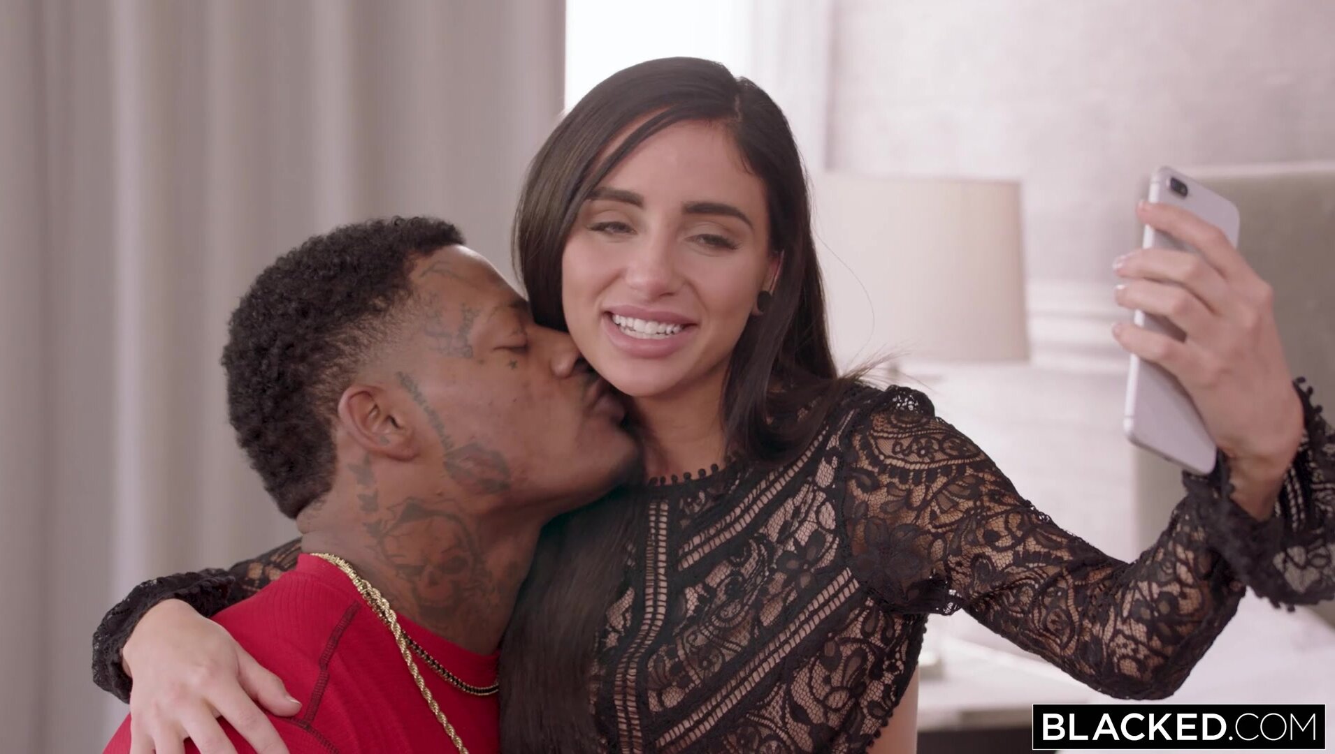 French Kissing Jason Luv while riding his lap