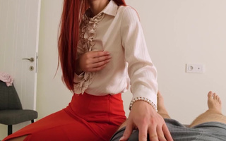 CFNM sultry redhead stepmom made me cum after caught me jerking off