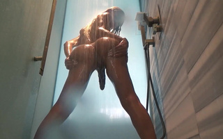 Steamy anal fuck in a shower with a stunning Blonde Latina tranny