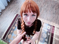Redhead schoolgirl is late for school cause her bf wants to fuck her anal