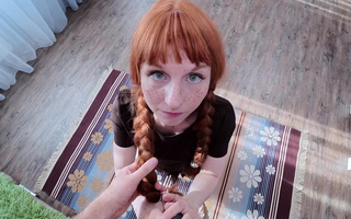Redhead schoolgirl is late for school cause her bf wants to fuck her anal