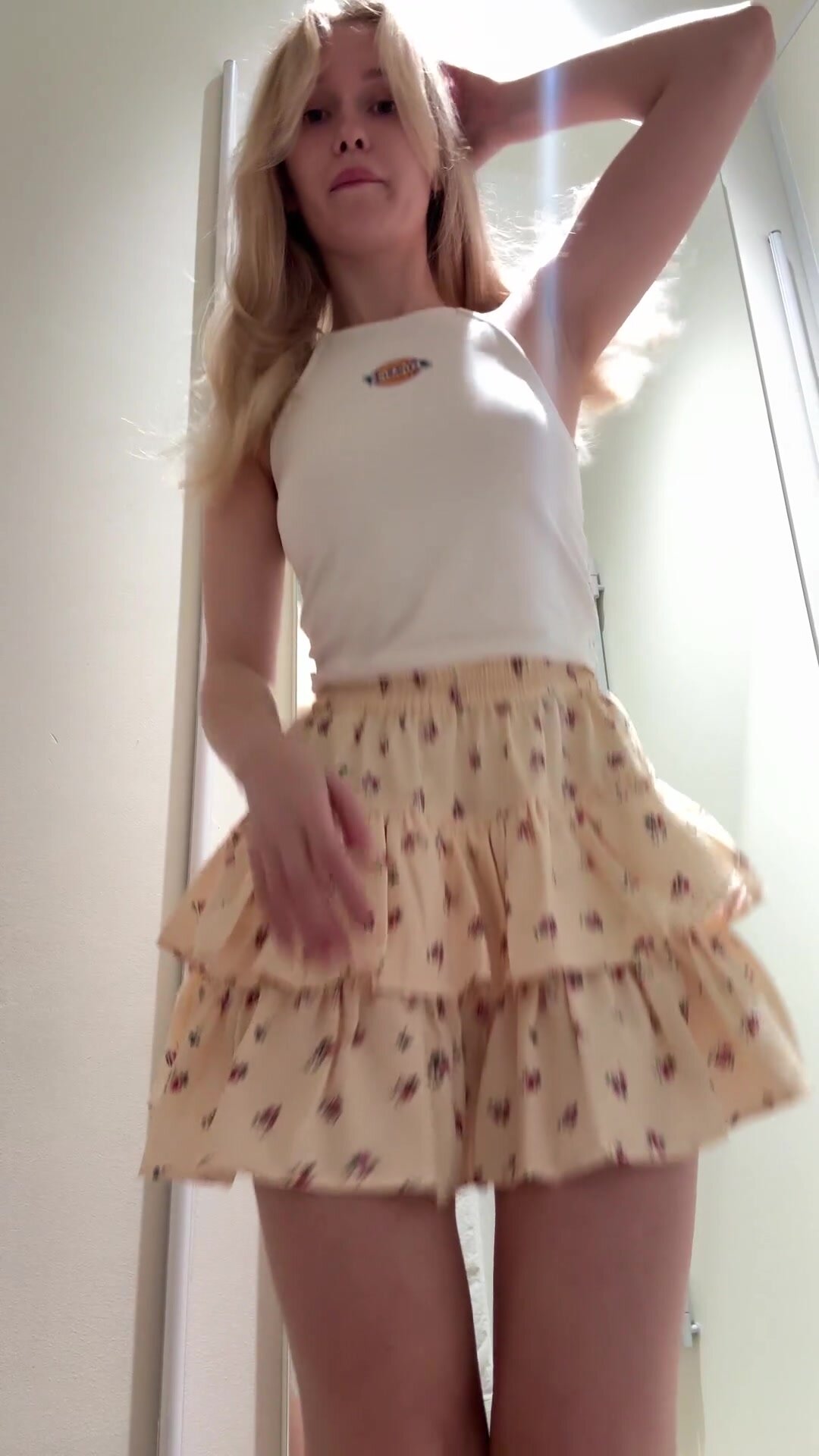 cute blondie in changing room