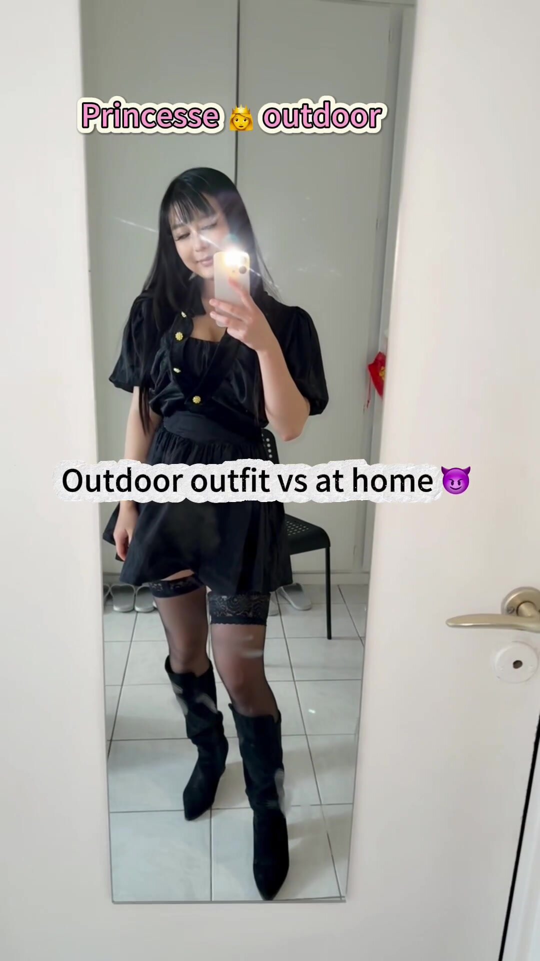Shy Chinese outdoor vs slut Chinese at home
