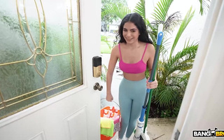 Delicious young latina brat smashes her boss' BBC in hot interracial