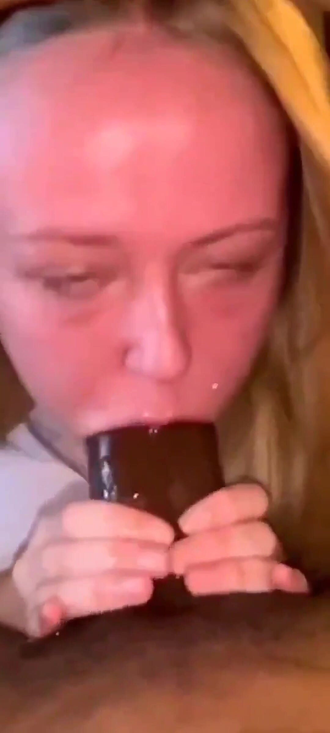 Look how well she's slurping that log