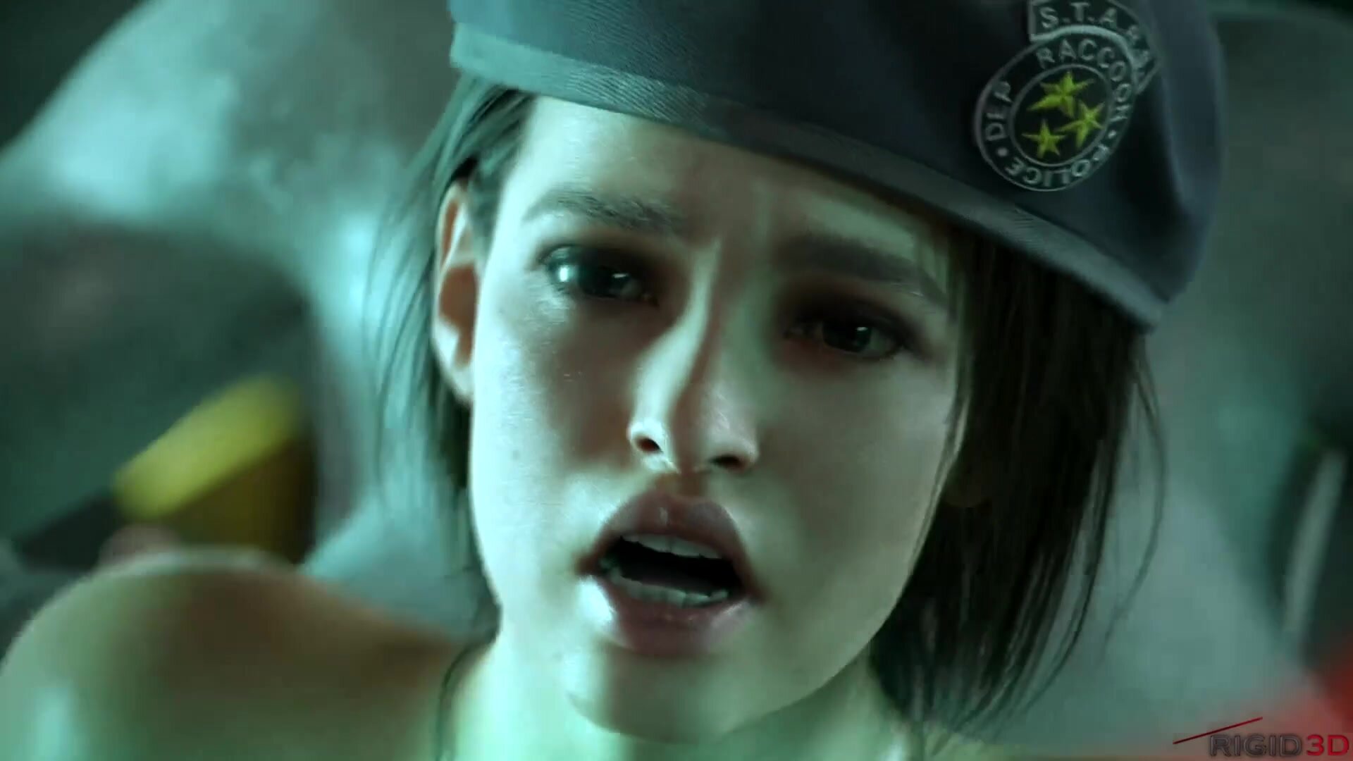 Jill running into the right Tyrant rigid3d