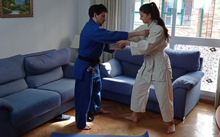 Steamy fuck after karate session with a hot teen brunette in uniform