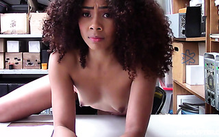 Nia Nixon, little ebony with sexy afro, is bonked for shoplifting