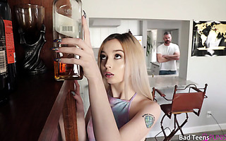 Petite Lexi Lore is punished by stepdad for touching his liquor