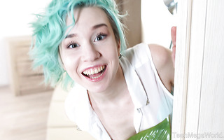 Alice Klay, blue-haired Russian teen, is not afraid of anal