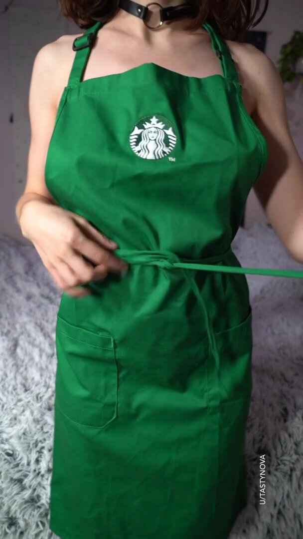 Let this naughty barista milk your cock