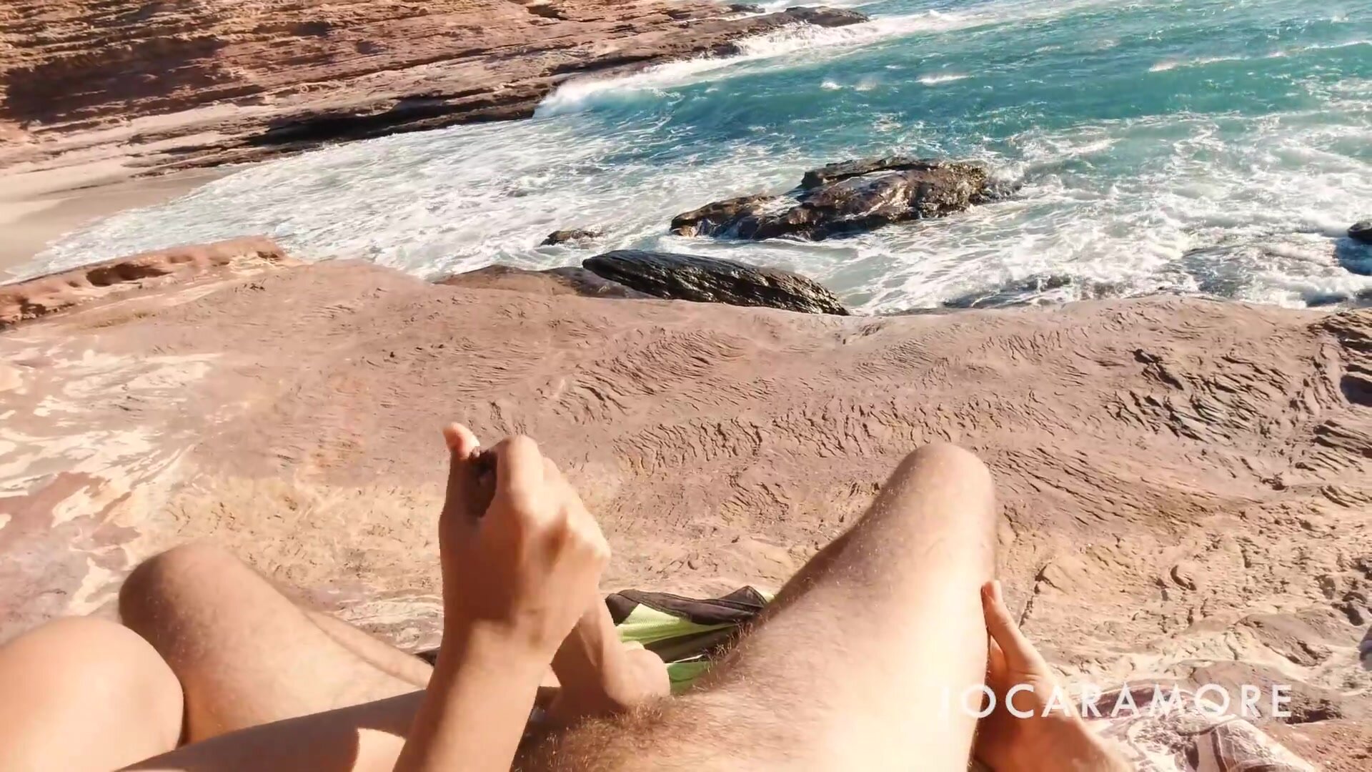 Cumming hard with a stunning view.