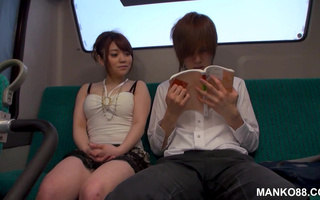 Japanese gal with perfect forms humps on the dick with a cute stranger in the train.